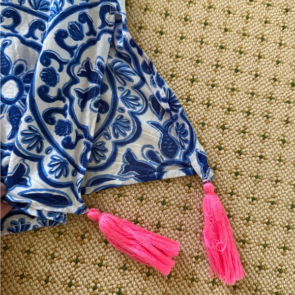 EUC Lilly Pulitzer Sydney Caftan Tunic Top w Tassels - Picture 3 of 9